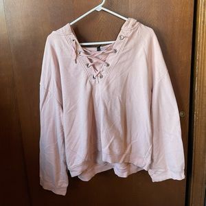 Oversized crop hoodie in blush pink